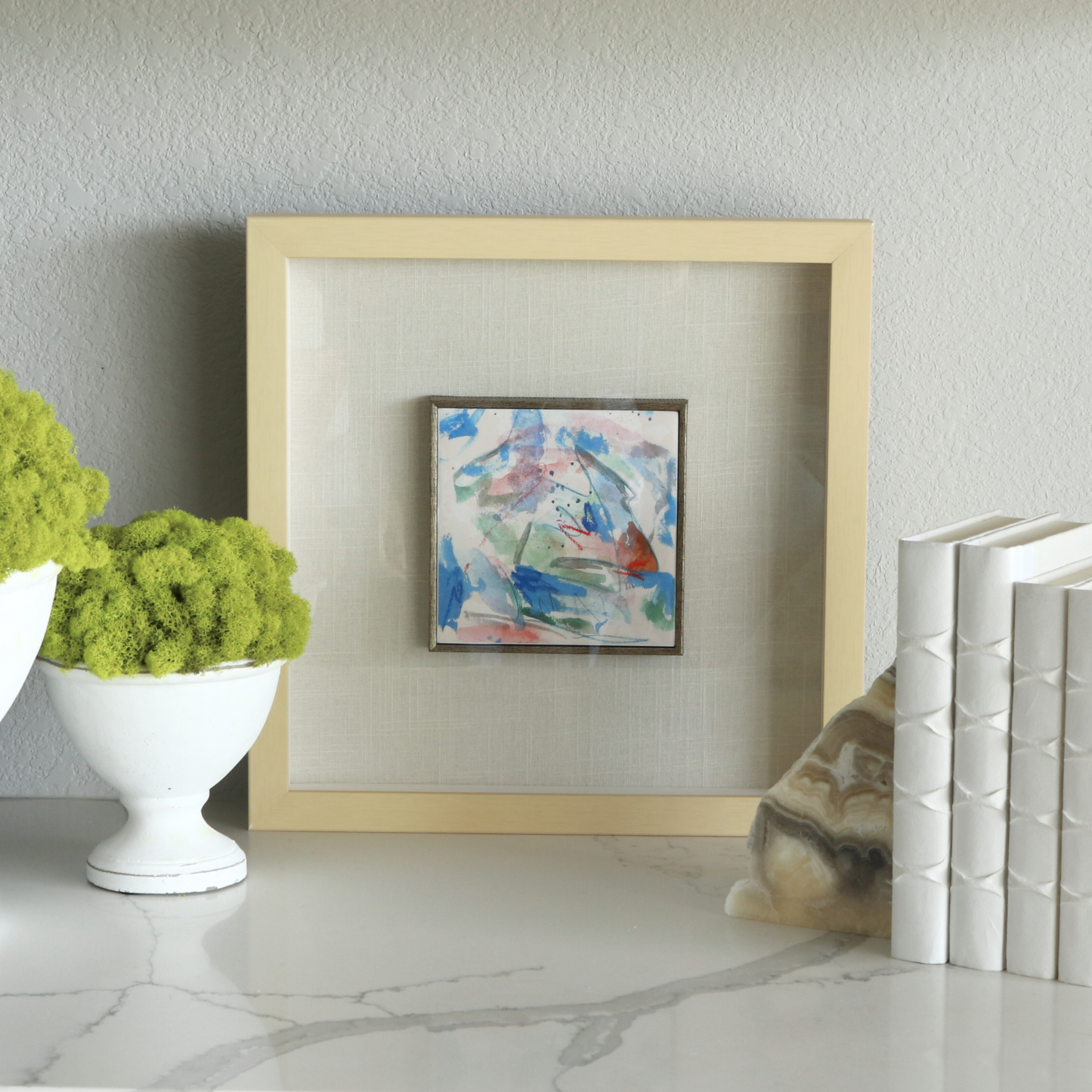 Dried Moss in Cream Vase