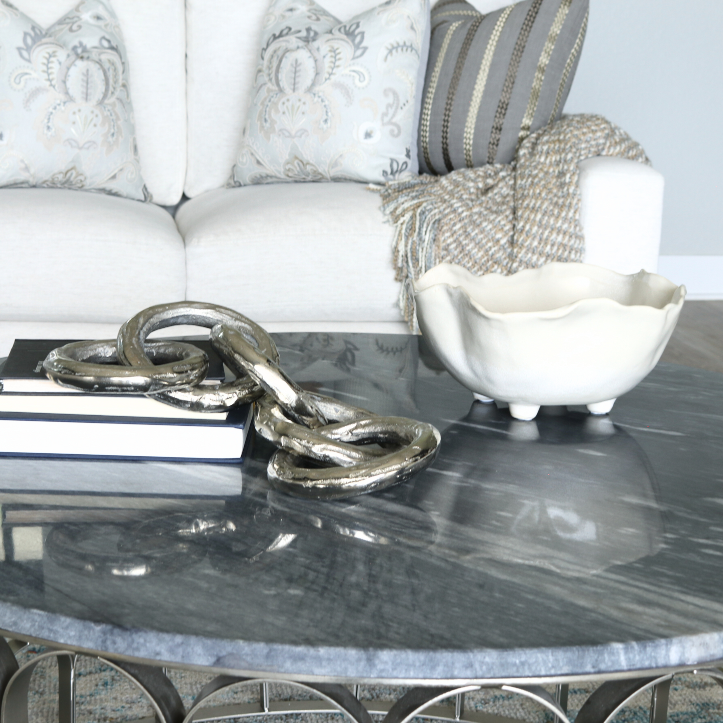 Raw Scalloped Edge White Bowl