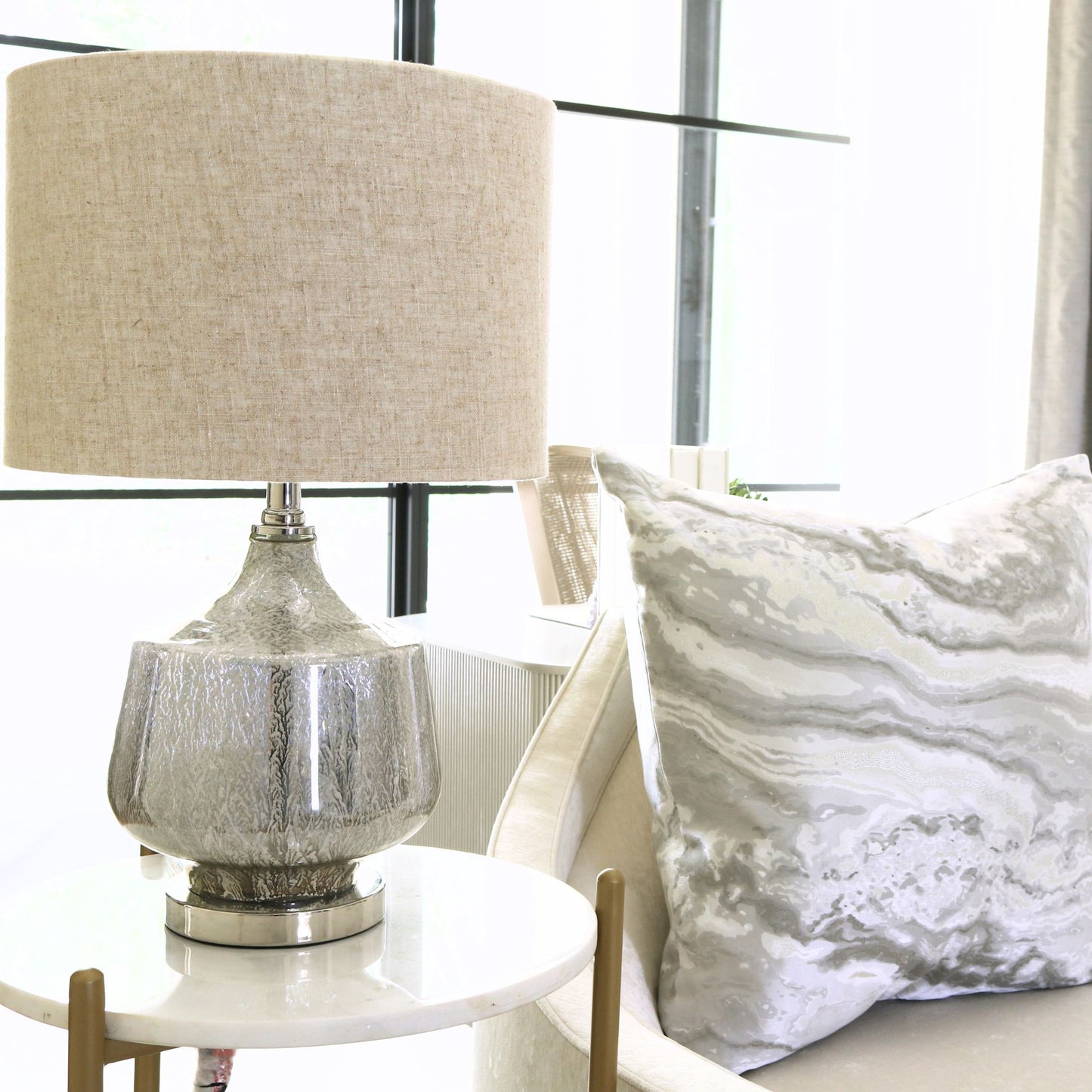 Silver Marble Swirl Pillow