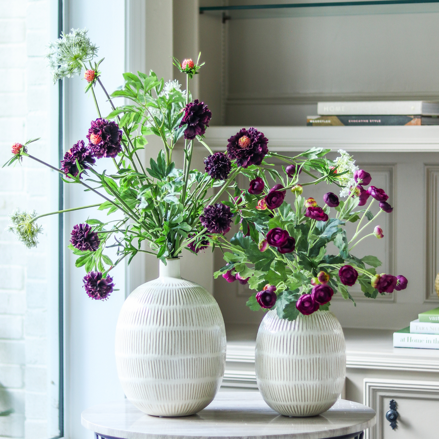 13" Violet Mini Ranunculus Flower Bush