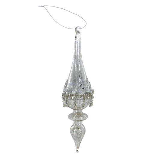 9" Mercury Beaded Finial Ornament