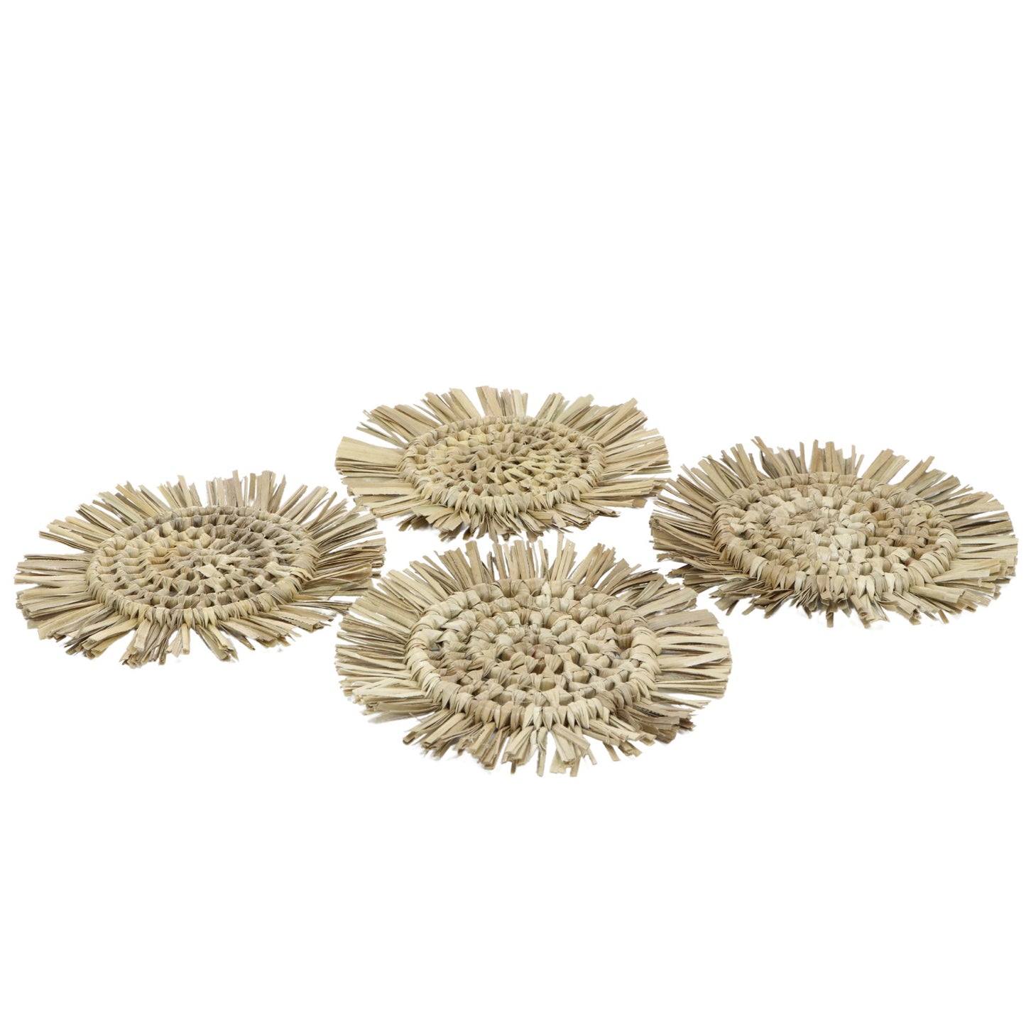 Set of 4 Pandan Leaf Fringed Coasters