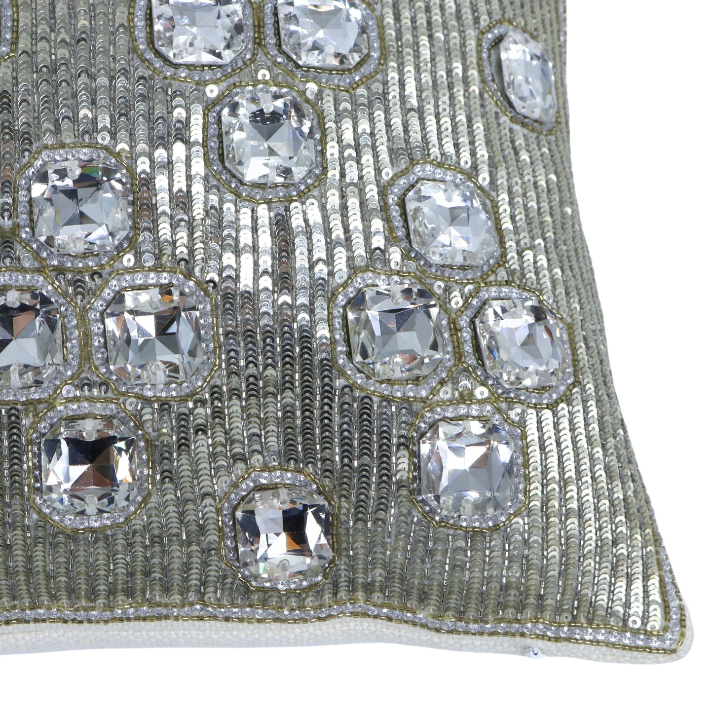 Beaded Silver Accent Pillow