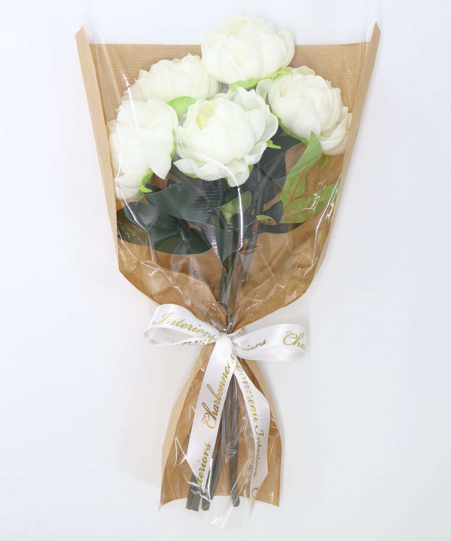 20" White Real Touch Peony Stem Bundle