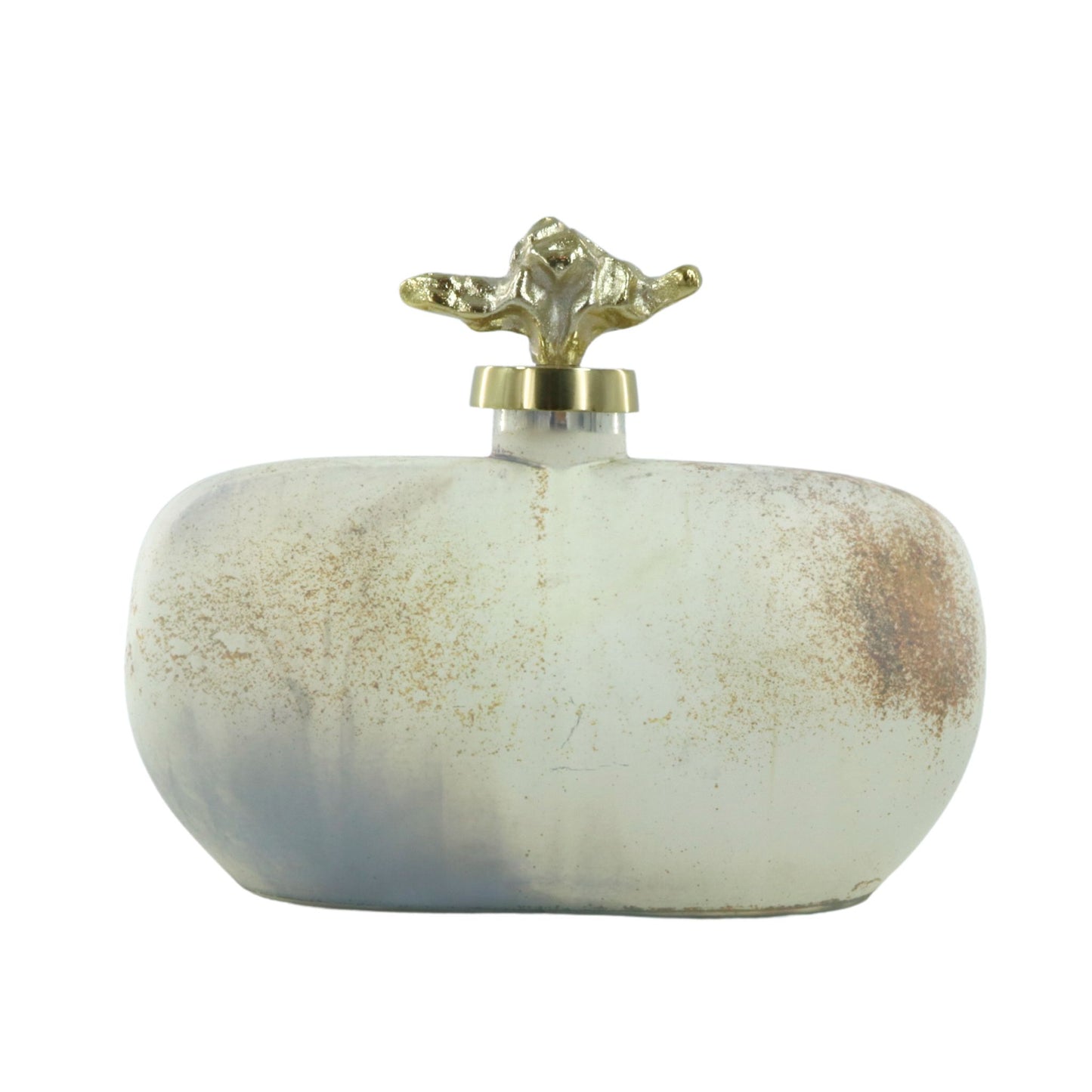 Stone Weathered Vase with Gold Lid