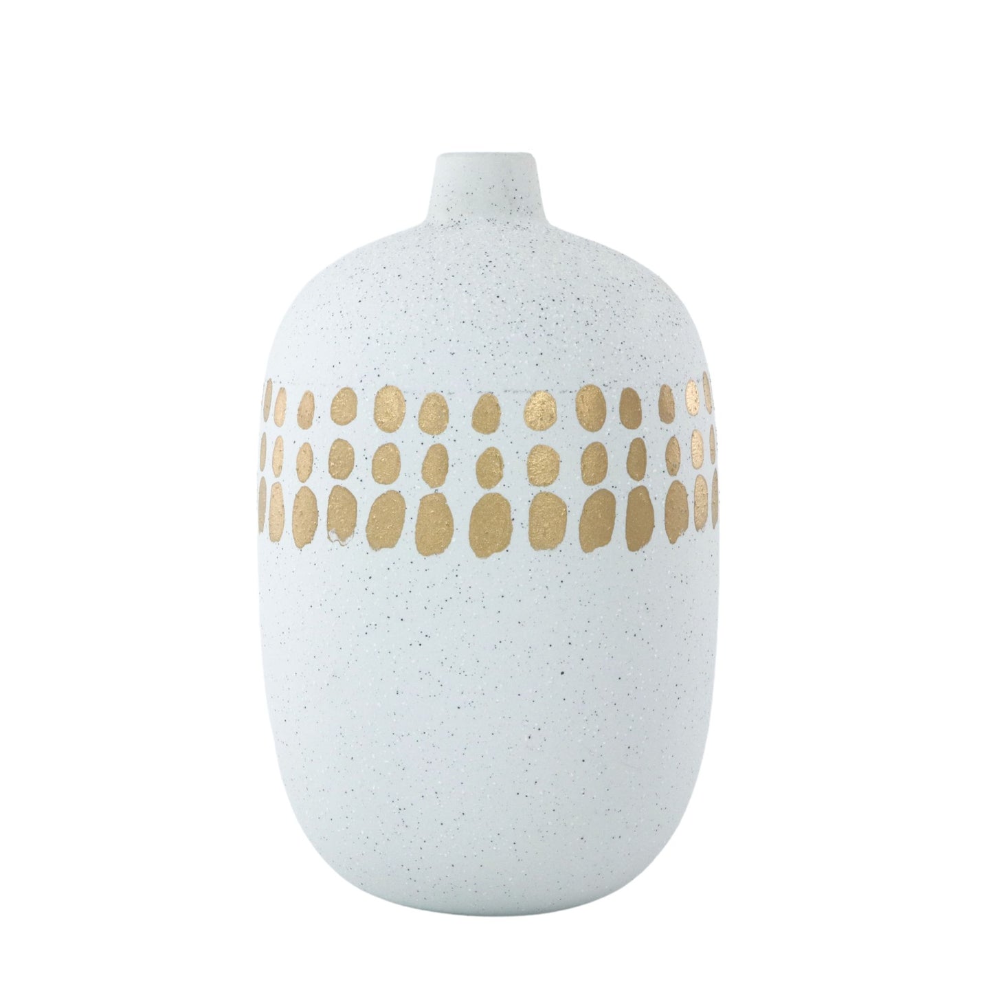 White Vase with Gold Accents