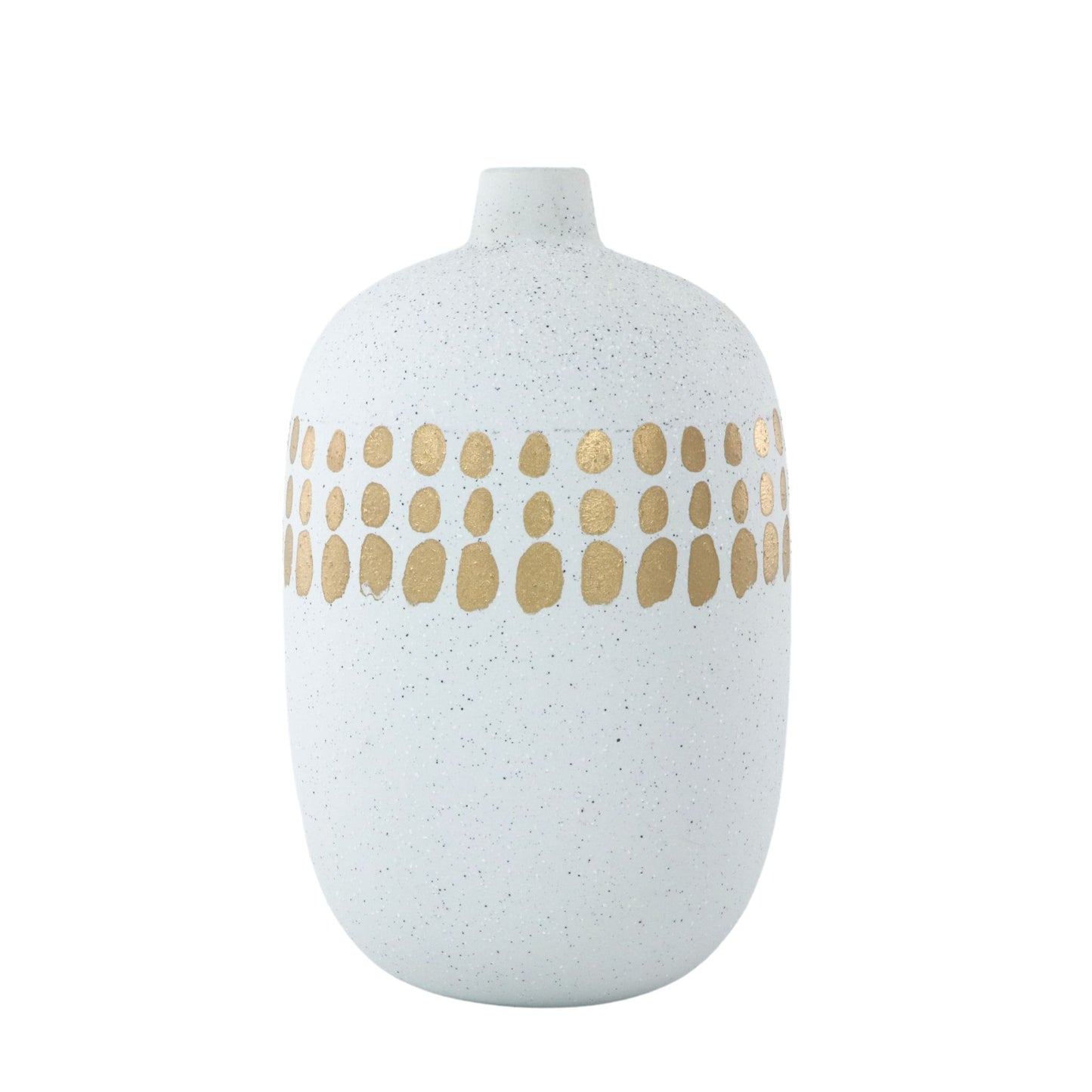 White Vase with Gold Accents
