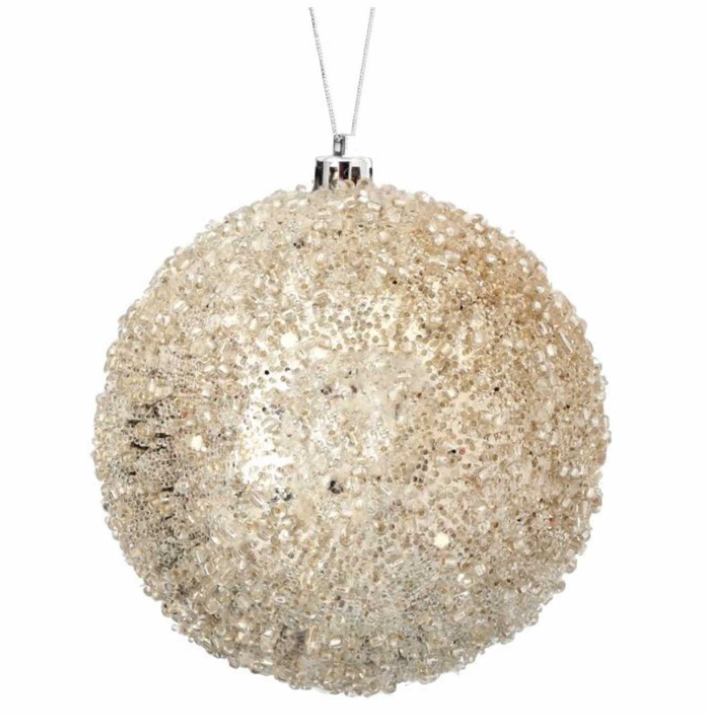 Iced Metallic Ball Ornament in Champagne