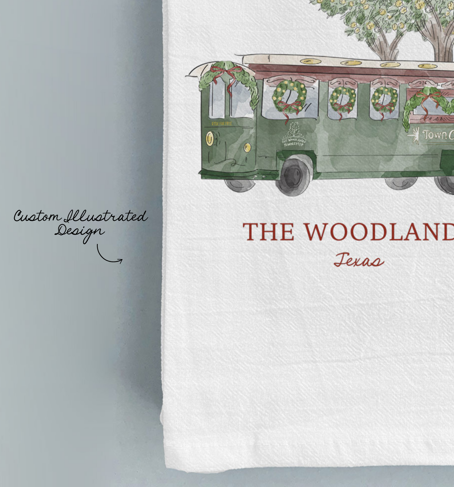 Holiday Trolley Tea Towel