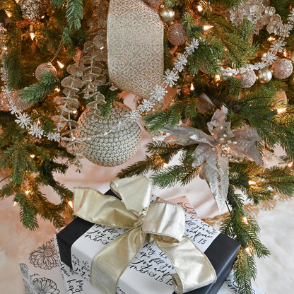 6" Silver Beaded Ornament