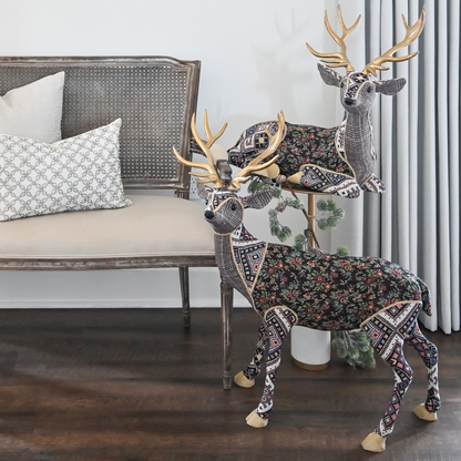 Vintage Floral Fabric Deer