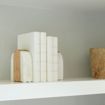 Wood and Marble Bookends