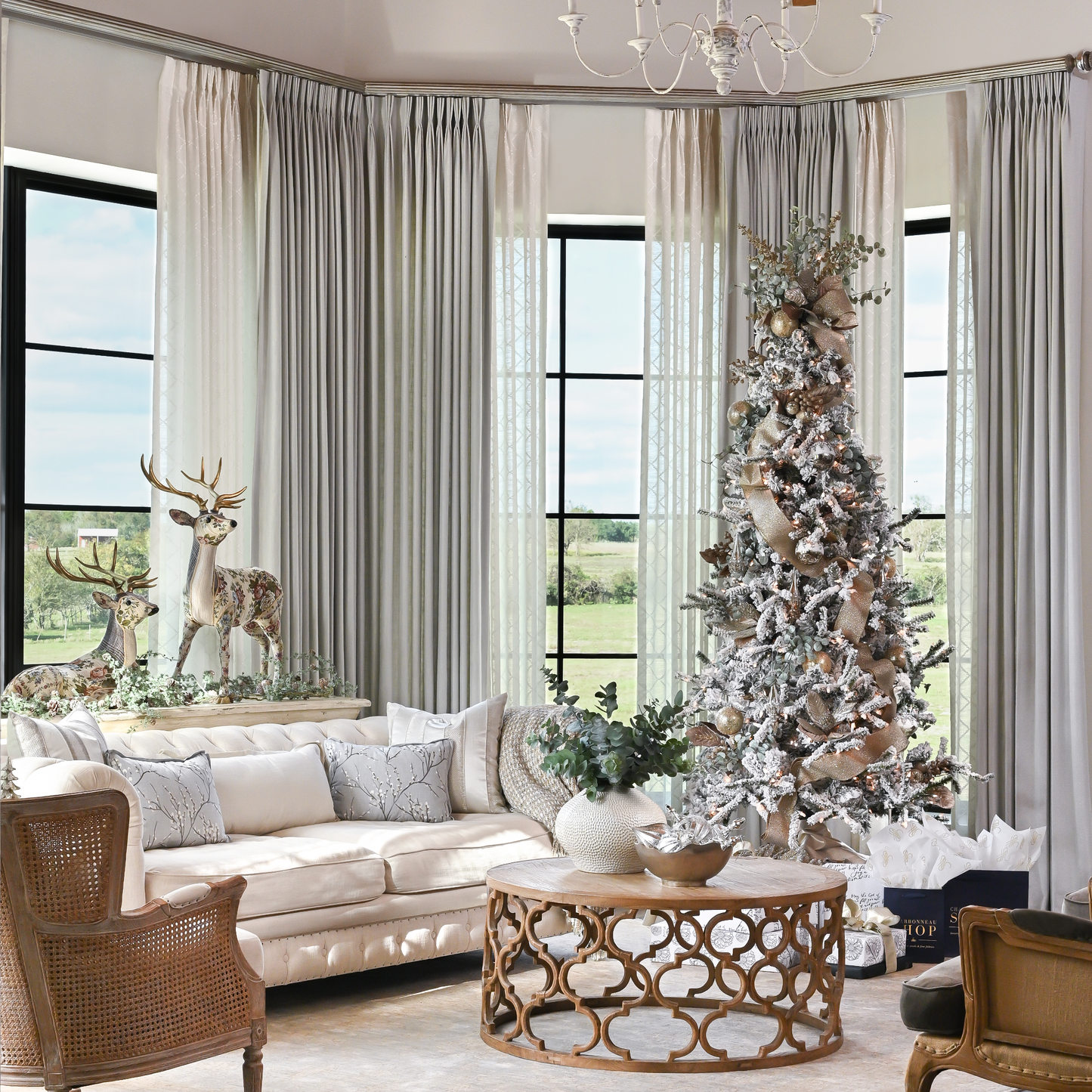 Vintage Floral Fabric Deer