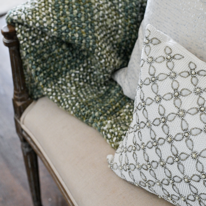 Sage and White Stripe Throw