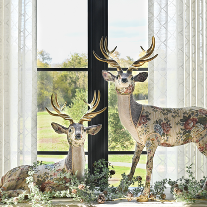 Vintage Floral Fabric Deer