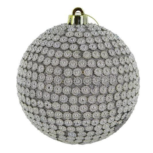 6" Silver Beaded Ornament
