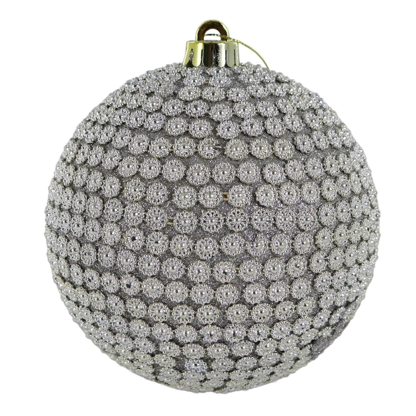 6" Silver Beaded Ornament