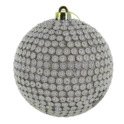 6" Silver Beaded Ornament