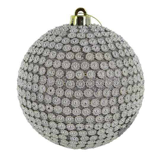 6" Silver Beaded Ornament
