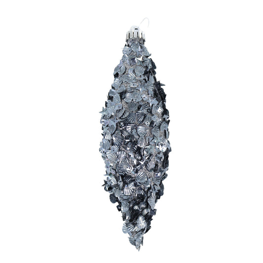 11" Glamor Dark Silver Sequined Spindle Ornament