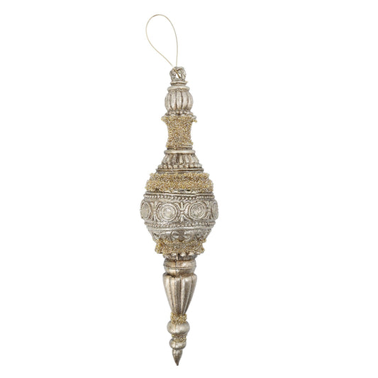 16" Beaded Finial Ornament in Champagne