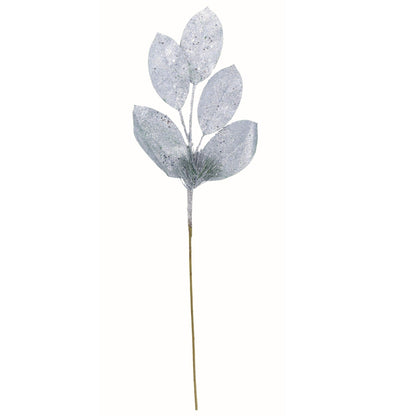 31" Silver Glitter Magnolia Spray