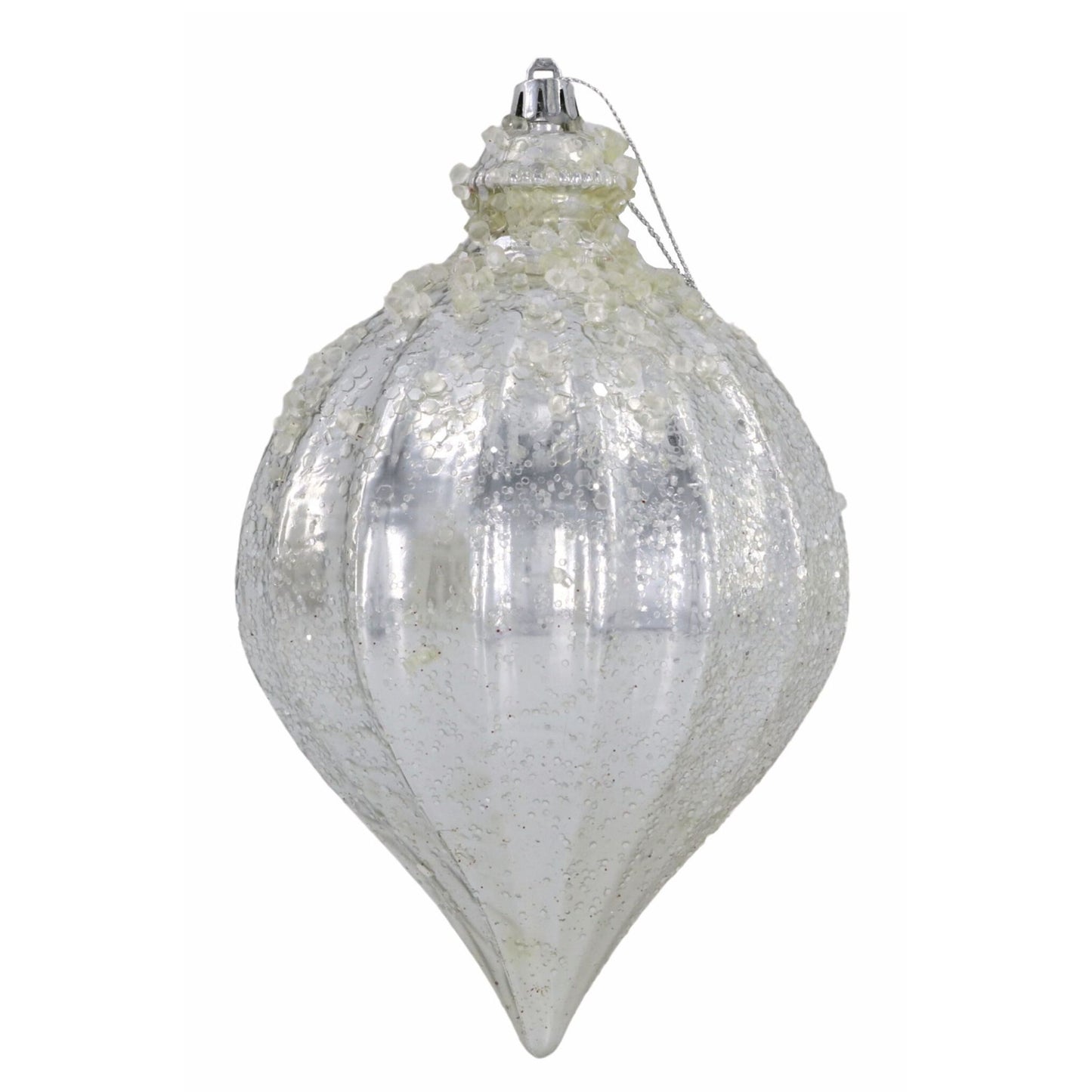 7" Silver Metallic Ridged Finial Ornament