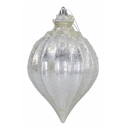 7" Silver Metallic Ridged Finial Ornament