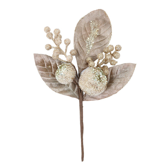 Beaded apple/berry pick in champagne gold