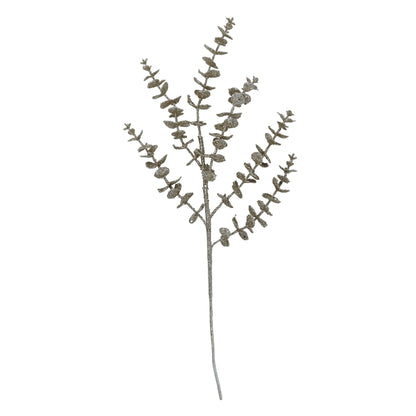 25" Glitter eucalyptus spray in champagne