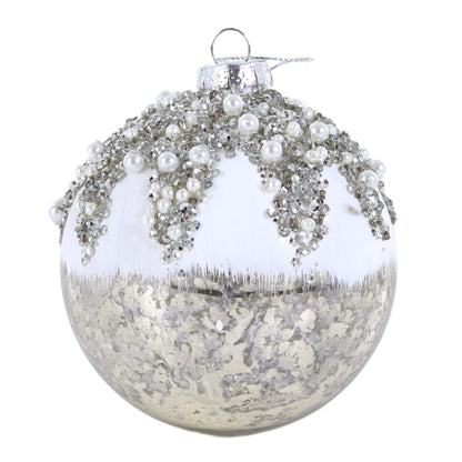 Round Pearl & Glass Ball Ornament