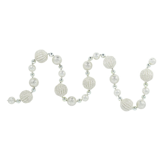 6" Silver Beaded Ball Garland