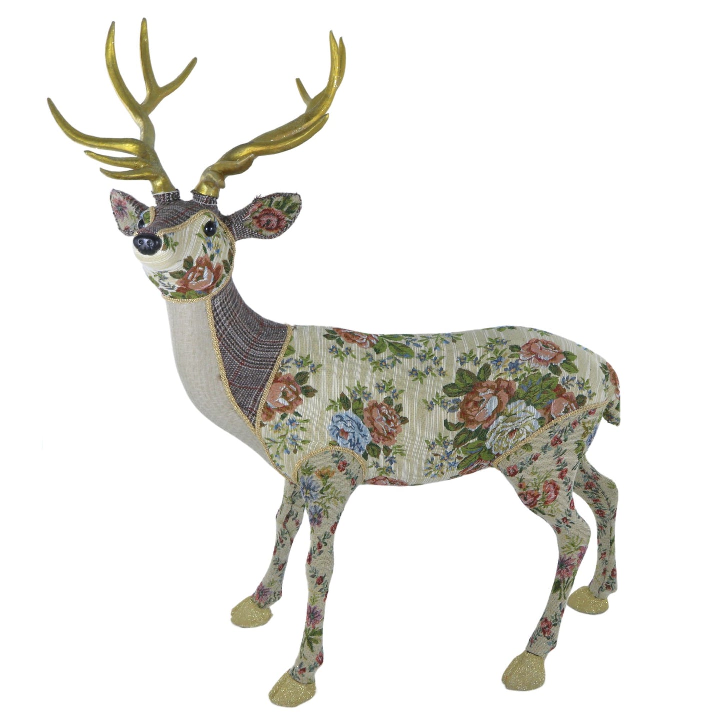 Vintage Floral Fabric Deer