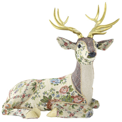 Vintage Floral Fabric Deer