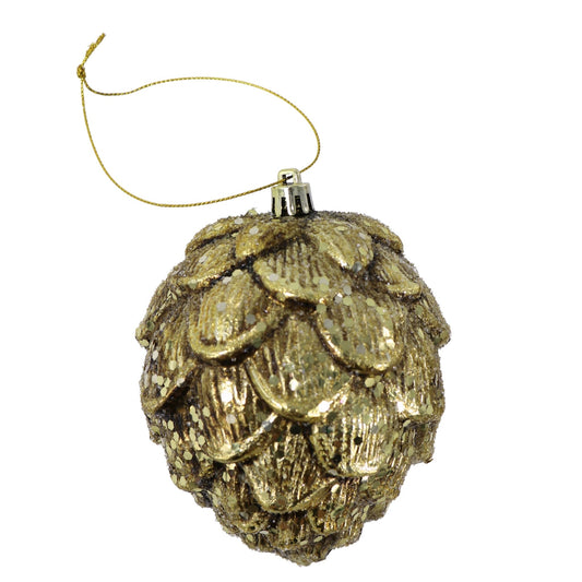 Gold Glittered Pinecone Ornament