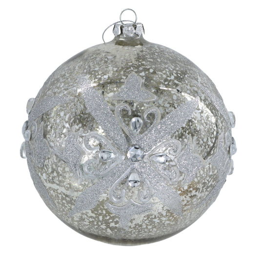6" Silver Embellished Mercury Glass Ornament