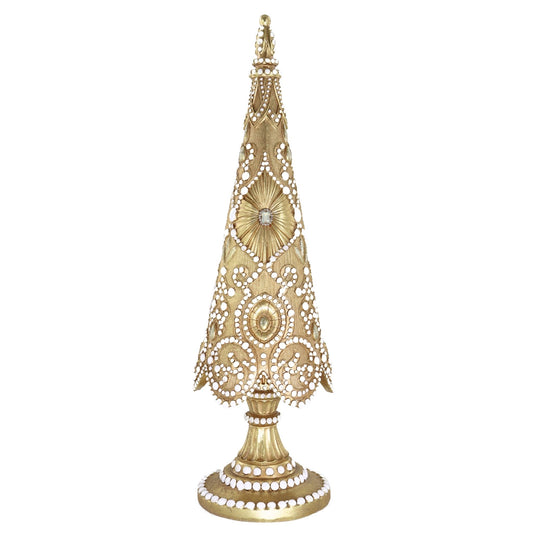 23" Gold Glittered Resin Ornate Jeweled Tree