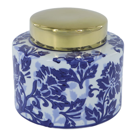 Blue & White Floral Jar
