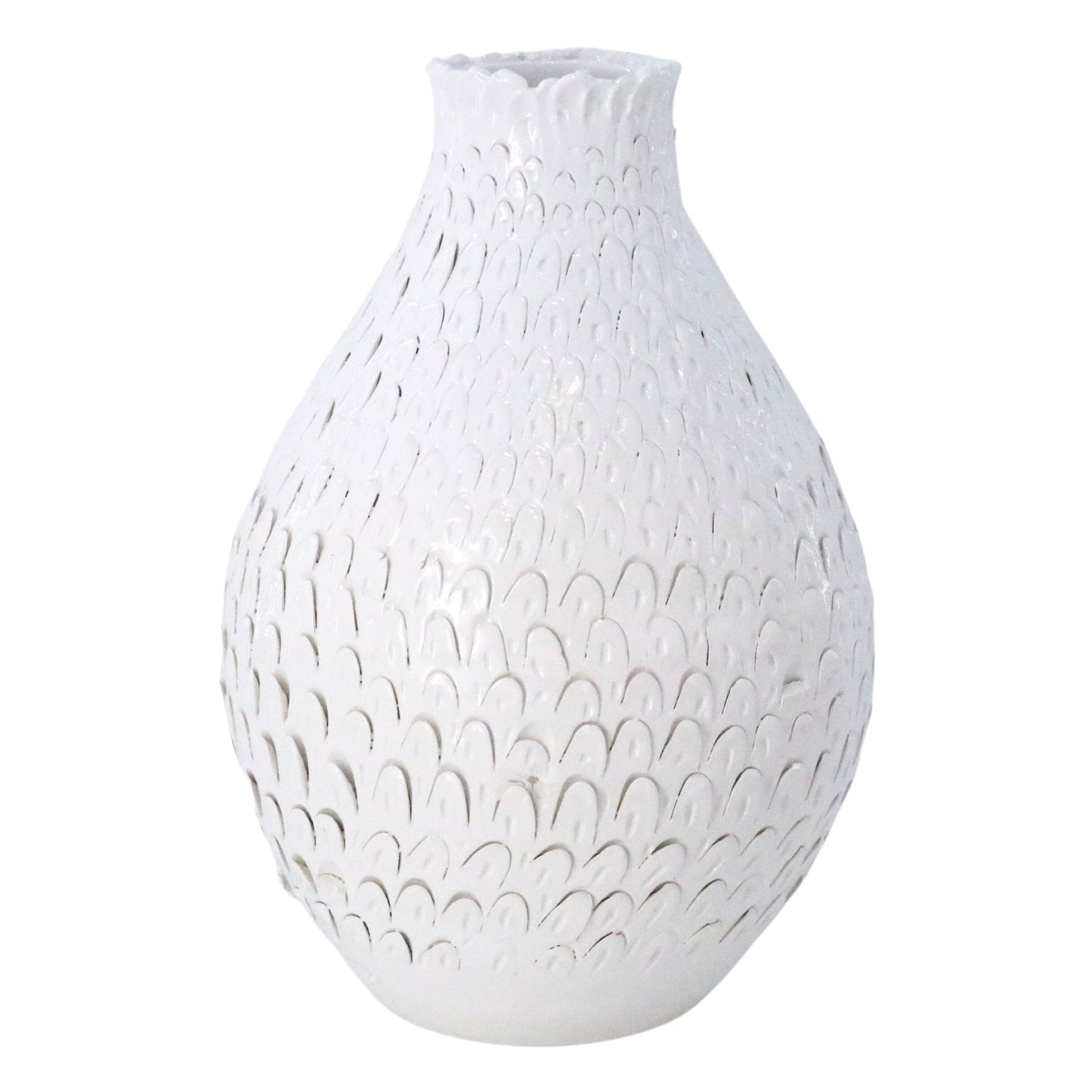 White Feathered Vase
