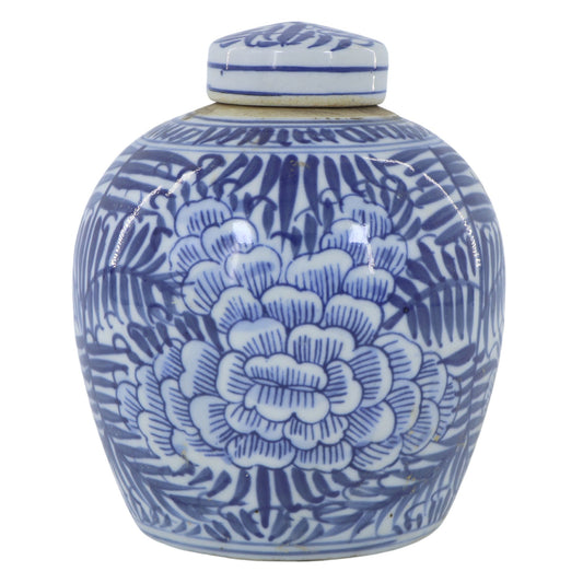 Blue & White Blooming Jar with Lid
