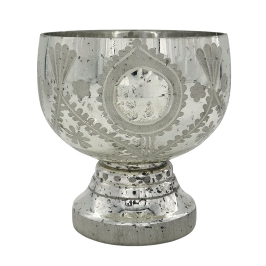 Etched Mercury Glass Bowl