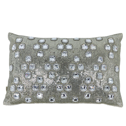 Beaded Silver Accent Pillow