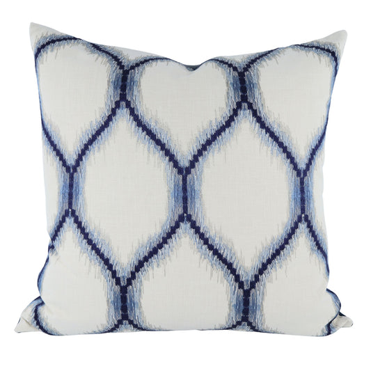 White and Blue Lattice Pillow