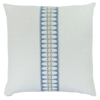 Neutral Linen Throw Pillow with Trim Appliqué