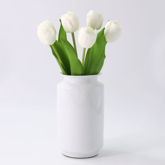 13" White Real Touch Tulip Bundle