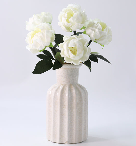 20" White Real Touch Peony Stem Bundle