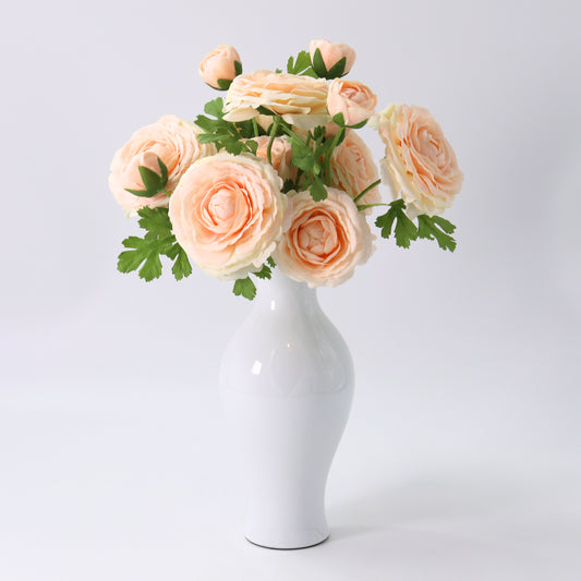 25" Peach Real Touch Triple Bloom Ranunculus Stem Bundle