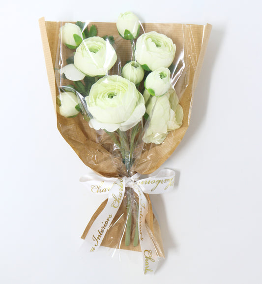 24.5" White Real Touch 5 Head Ranunculus Stem Bundle