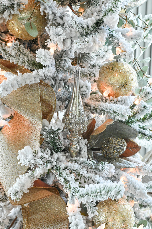 10" Champagne Finial Ornament with Crystal Accents