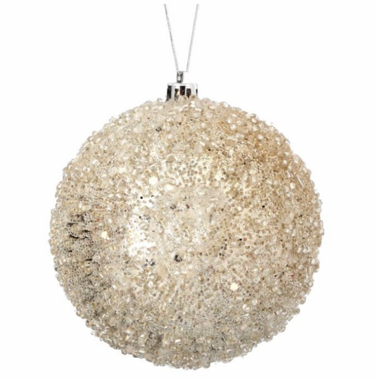 Iced Metallic Ball Ornament in Champagne